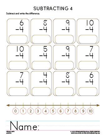single digit subtraction worksheets for kindergarten