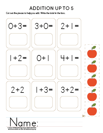 free addition worksheets for kindergarten with pictures