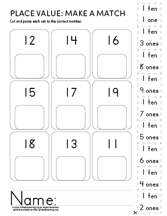 place value of numbers for kindergarten