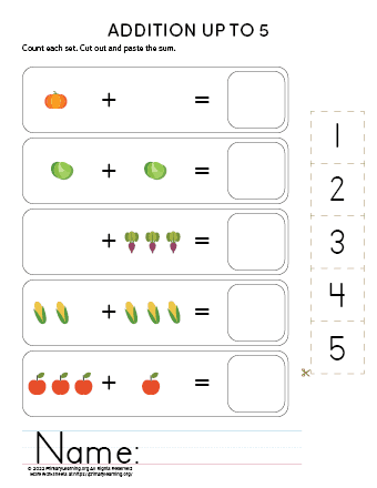 addition with objects for kindergarten