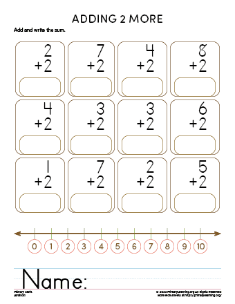 addition number line worksheets for kindergarten