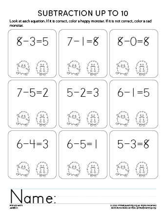 kindergarten subtraction math worksheets