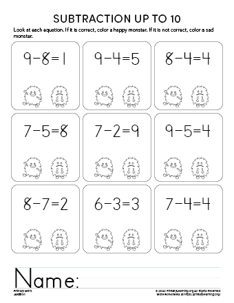 kindergarten subtraction worksheets pdf