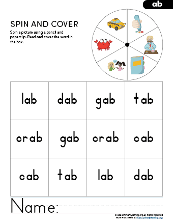 ab word family activities