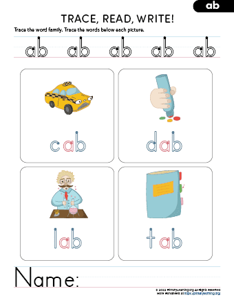 ab family words activity
