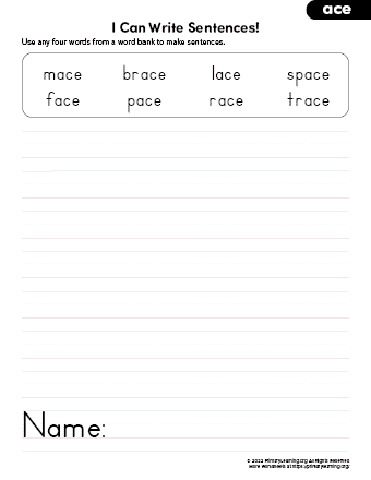 ACE Word Family Worksheets & Printables | PrimaryLearning.Org