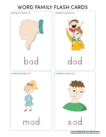 ad word family flashcards