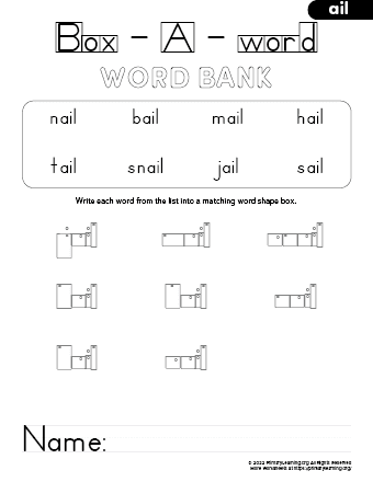 ail family words kindergarten