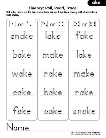 ake word family activities for kindergarten