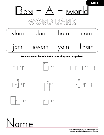 am family words kindergarten
