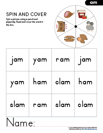 am word family activities