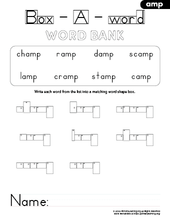 amp family words kindergarten