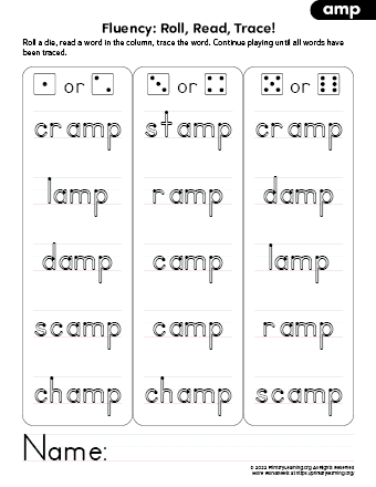 amp word family activities for kindergarten