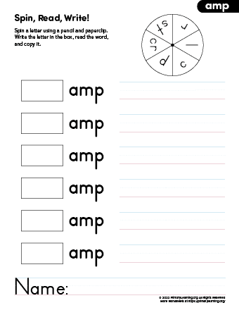 amp word family activity