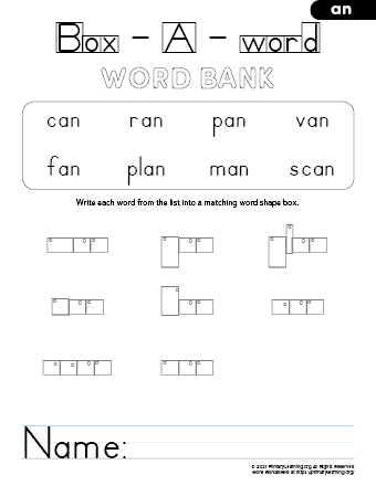 an family words kindergarten
