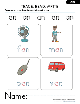 an family words activity