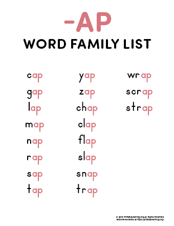 ap word family list