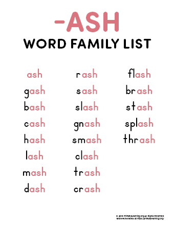 ash word family list