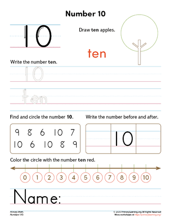 all about number 10 worksheet