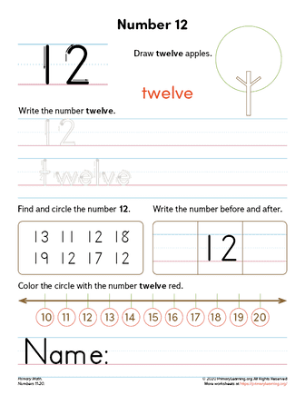 all about number 12 worksheet