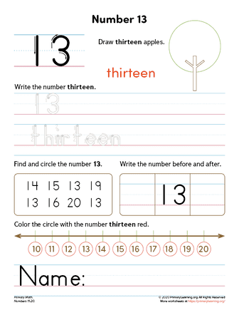 all about number 13 worksheet