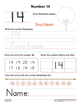 all about number 14 worksheet