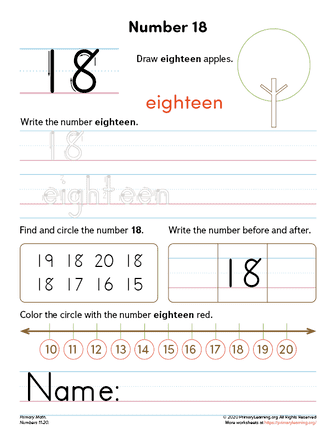 all about number 18 worksheet