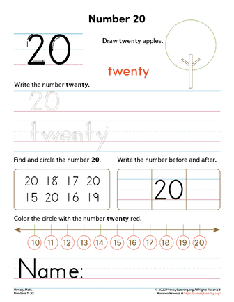all about number 20 worksheet