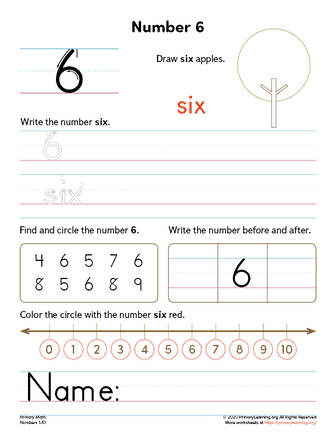 all about number 6 worksheet