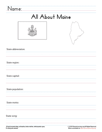 maine facts worksheet