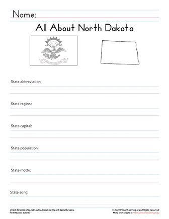north dakota facts worksheet