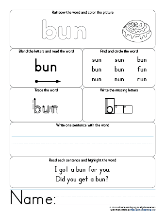 bun worksheet
