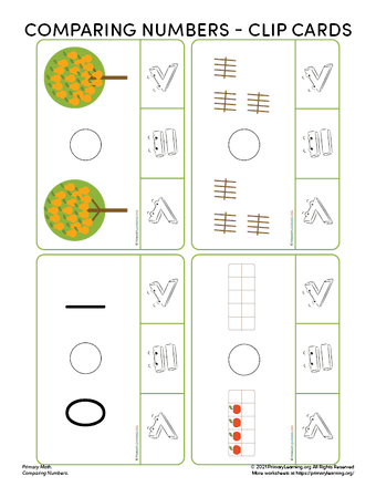 comparing numbers 1 5 worksheets