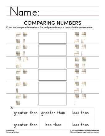 comparing numbers 1 to 20