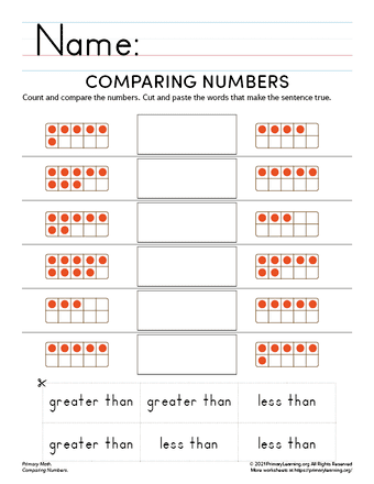 comparing numbers cut and paste