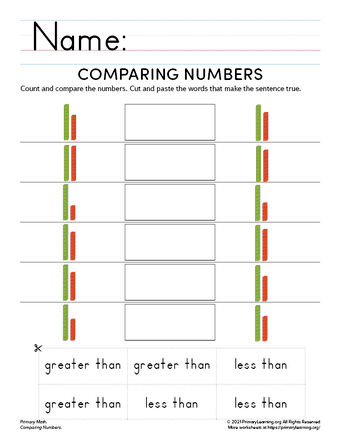 comparing numbers with base ten blocks worksheets