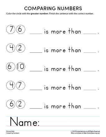 comparing numbers with pictures worksheets