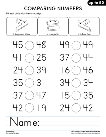 comparing numbers worksheet ks2