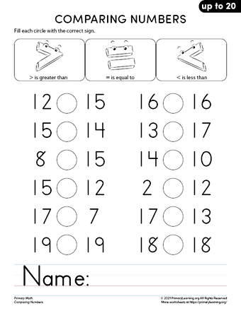 comparing numbers worksheets kindergarten