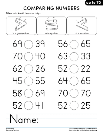 counting and comparing numbers worksheets