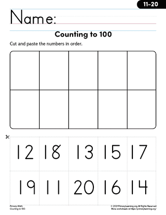 counting numbers to 100 worksheets