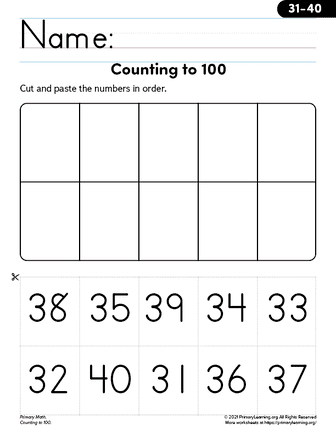 worksheet counting to 100