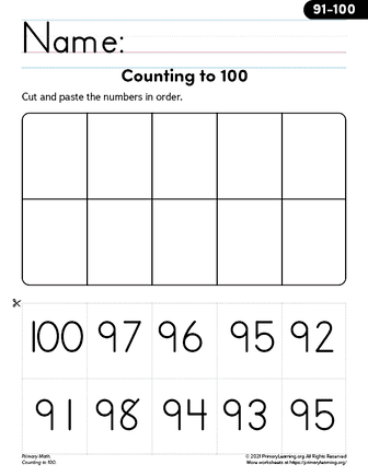 numbers to 100 worksheet