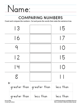 cut and paste comparing numbers
