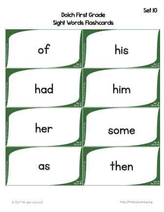 1st grade sight word flashcards