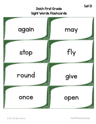 dolch sight words flashcards