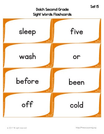 free dolch sight word flashcards