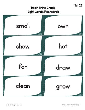 dolch sight word flash cards
