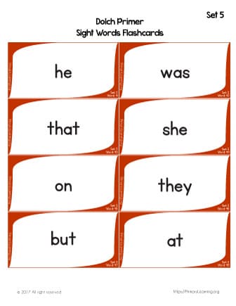sight word flashcards for kindergarten