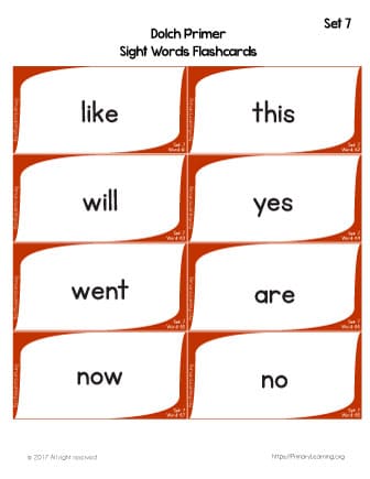 flashcards for sight words